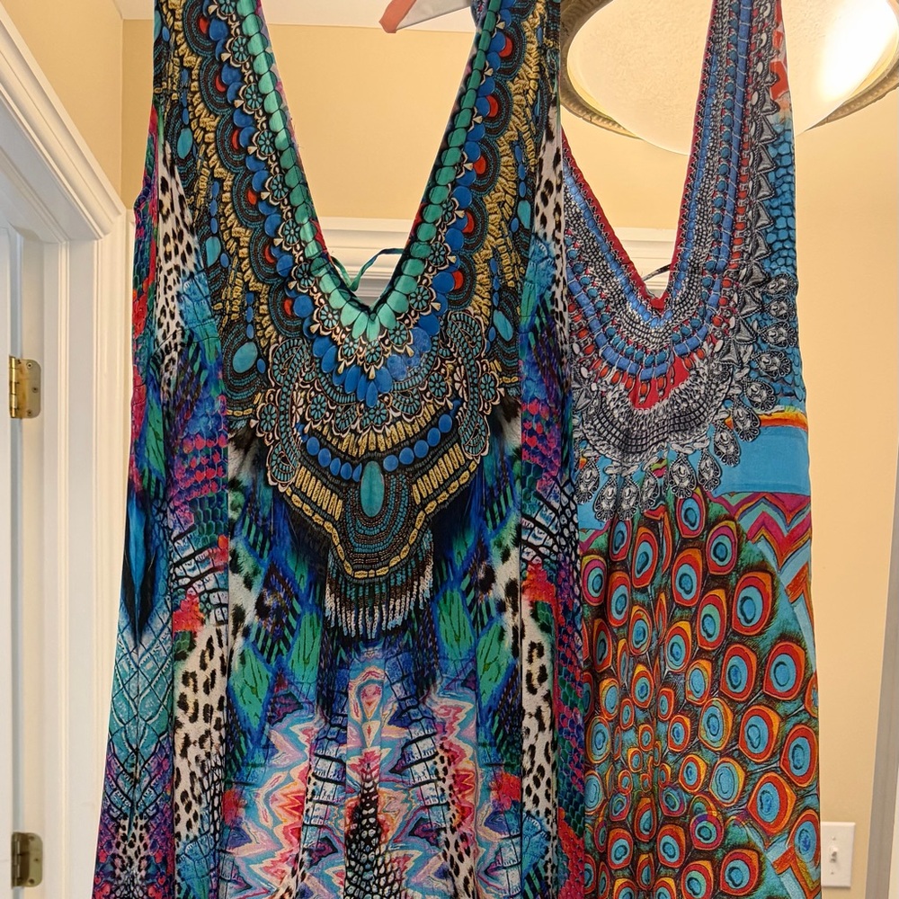 Colorful V-Neck Dress by True Colors